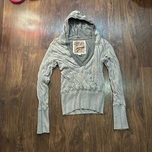 Grey hoodie by Poof!, size medium, tight fitting